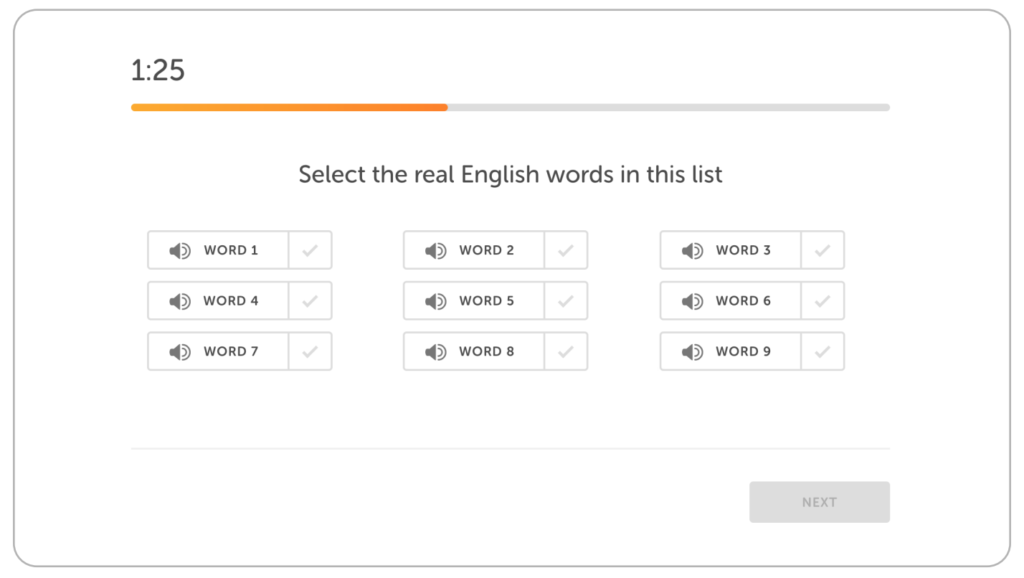 Duolingo English Test: Listen and Select