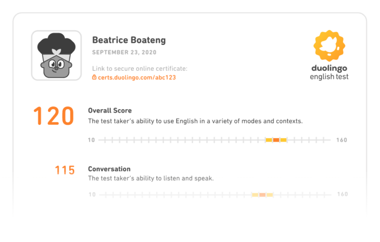 The image of Duolingo English Test Certificate