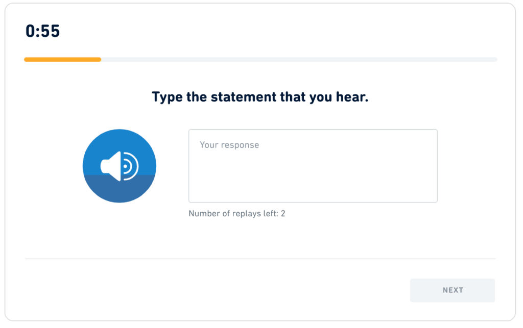 Duolingo English Test: Listen and Type