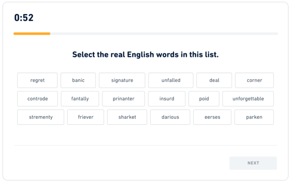 Duolingo English Test: Read and Select