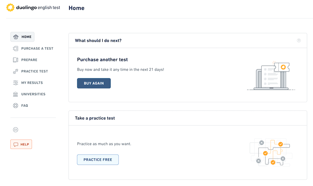 Duolingo English Test: Top page